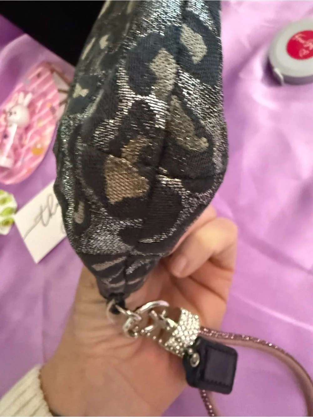 COACH Leopard Ocelot Print Wristlet Clutch in Brown, Silver and Black